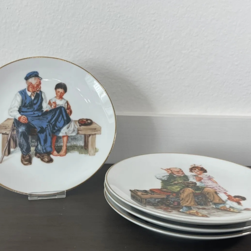 4 vintage Norman Rockwell collector plates